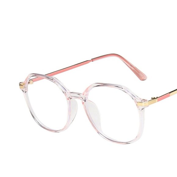 (5/$25‎ SALE ✅) Computer Glasses Rose  Antiblue Light Vtg Oval Clear Frame - Picture 1 of 5